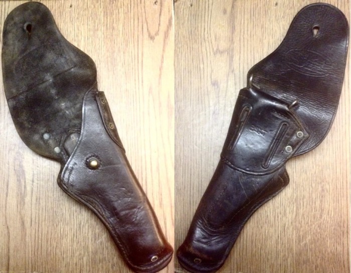 Left - The Front Of The Holster, With The Flap Open.<br />Right - The Back Of The Holster, With The Flap Open.