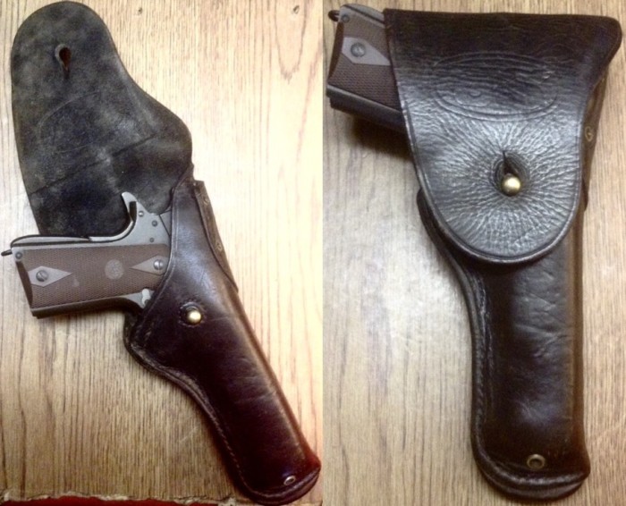 Left - My M1911A1 In The Holster, With The Flap Open.<br />Right - My M1911A1 In The Holster, With The Flap Closed.<br />THE GUN IS NOT FOR SALE. I'LL REPEAT THIS - <br />THE GUN IS NOT FOR SALE!!!