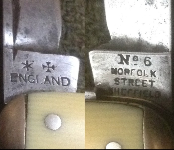 Left - The Main Blade Front Tang Stamp.<br />Right - The Main Blade Back Tang Stamp.