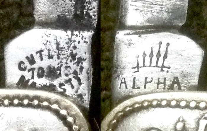 Left - The Secondary Blade Front Tang Stamp.<br />Right - The Secondary Blade Back Tang Stamp.