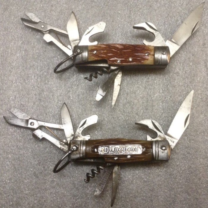 The "KORIUM" Pocket Knife (Top) With Its "DISNEYLAND" Pocket Knife Relative (Bottom). <br />The "DISNEYLAND" Pocket Knife Is Only Tang Stamped, "JAPAN" Is It Also A "KORIUM", <br />Probably, But I Won't Say It Definitely Is.<br />The "DISNEYLAND" Pocket Knife Was Previously Posted Under A Few Different Topics Or Threads. <br />It Also Measures 2 3/8" Closed (Not Including The Bail), NOT 2 1/4" Closed As I Posted.<br />Posted Under THIS Topic Or Thread, Back On Thursday, July 4, 2024.