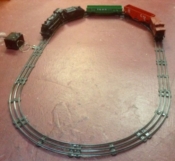 THE LIONEL TRAIN SET ASSEMBLED.