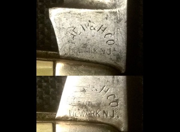 Top - The Main Blade Front Tang Stamp.<br />Bottom - The Secondary Blade Front Tang Stamp.