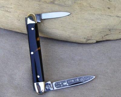 The knife scales were originally for J. Primble Belknap knives that were produced in the 1930’s. No more of these knives will be made-ever. This knife comes with a Certificate of Authenticity (COA), verifying that only 3 were ever made. Tortoise is now a