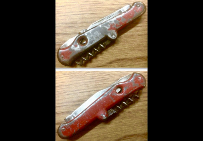 Here Is My Previously Posted, RED Multi-Tool With A Glass Cutter, Pocket Knife.<br />Originally Posted, Under This Topic Or Thread, Back On Thursday, February 15, 2024.<br />Same Body Style As My BLUE, Multi-Tool With A Glass Cutter, Smoker’s Pipe Cleaning Tool/Pocket Knife.<br />But, Both Have Completely Different Blade And Tool Configurations.<br />Also, “RED” Has An A.W. WADSWORTH &amp; SON Tang Stamp, NOT A ROYAL BRAND Tang Stamp.<br />And “RED” Is NOT A Smoker’s Pipe Cleaning Tool.