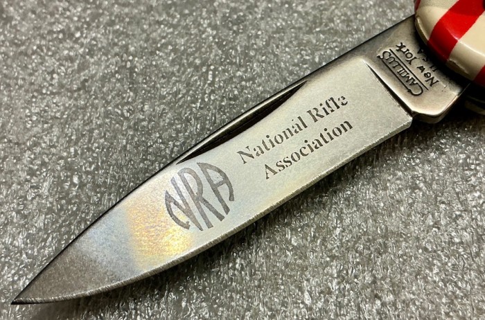 The Main Blade Front Etch.<br />CAMILLUS 907F-"Ol' Glory" Series<br />Pocket Knife #53.