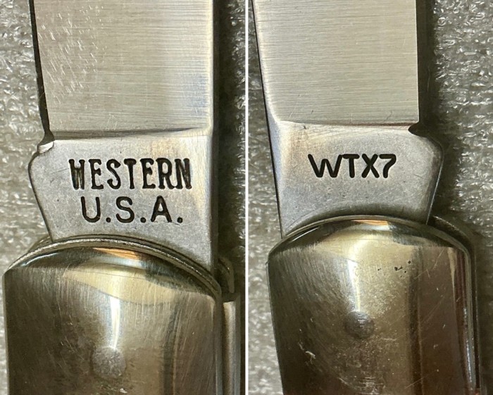 Left - The Main Blade Front Tang Stamp.<br />Right - The Main Blade Back Tang Stamp.