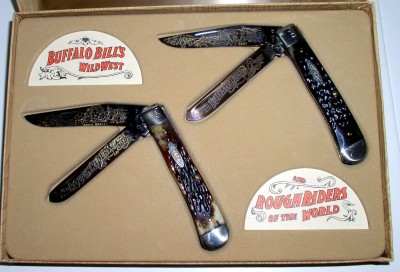 CASE Buffalo Bills Wild West Commemorative Gun Barrel Blued Blades Still Walk &amp; Talk