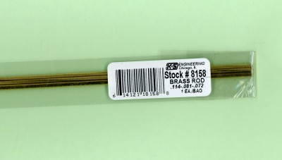 K&S Brass Pinstock pak.jpg (167.27 KiB) Viewed 53324 times This is the label on the pack of 3 assorted sizes of brass rods (pin-stock). You can use this label to order this pack from your local Ace Hardware store.<br />I think True Value Hardware also gets brass rods from K&S Engineering.