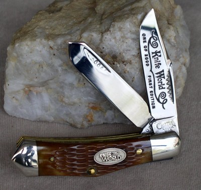 Cripple Creek Knife World 1st Edition Honey Bone Small Trapper