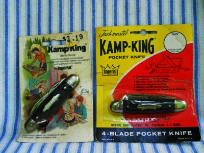 Imperial 1974 IKCO Kamp-King Utility Knife & late '60s red & yellow Kamp-King Pocket Knife.JPG