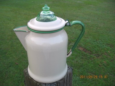 Enamel Coated Metal Coffee Pot.JPG
