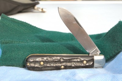 Stag jigged Buffalo Horn and Fileworked.