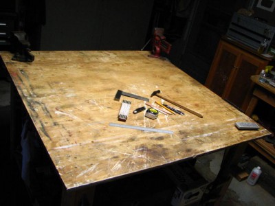 A clean bench/table. I call it my bench. It's just high grade 3/4" ply.<br />Hell for stout.