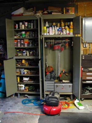 Fasteners, paint and stain and solvents, clamps, &amp; stuff.