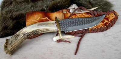 This Little Bowie Rides 12" on the Hip 6" Blade..6" Crown Stag Handle